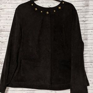 🦋 SagHarbor Womens SZ:1X coat faux suede  black